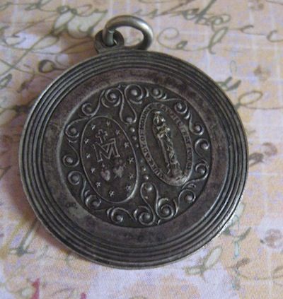 Three Way Medal With Blessed Virgin, Sacred Heart and Our Lady Of Mount Carmel Three Way Medal With Blessed Virgin, Sacred Heart and Our Lady Of Mount Carmel