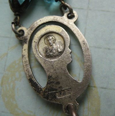 Vintage Religious Charm Crystal Necklace With Puffy Heart Vintage Religious Charm Crystal Necklace With Puffy Heart