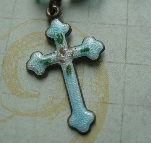 Vintage Religious Charm Crystal Necklace With Puffy Heart Vintage Religious Charm Crystal Necklace With Puffy Heart