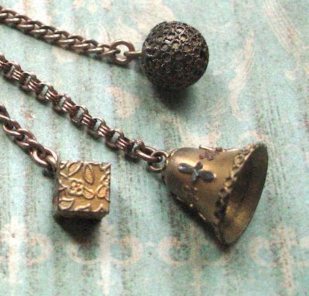 Victorian Fob With Tiger Eye Cameo and Dangling Etruscan Charm Trio Victorian Fob With Tiger Eye Cameo and Dangling Etruscan Charm Trio