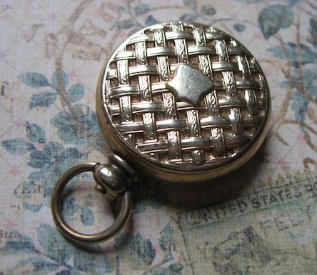 Victorian Pocket Watch Locket With Basket Weave Design Victorian Pocket Watch Locket With Basket Weave Design