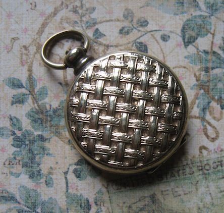 Victorian Pocket Watch Locket With Basket Weave Design Victorian Pocket Watch Locket With Basket Weave Design