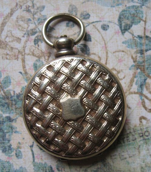 Victorian Pocket Watch Locket With Basket Weave Design Victorian Pocket Watch Locket With Basket Weave Design
