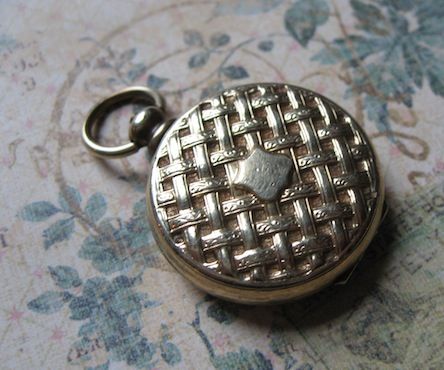 Victorian Pocket Watch Locket With Basket Weave Design Victorian Pocket Watch Locket With Basket Weave Design