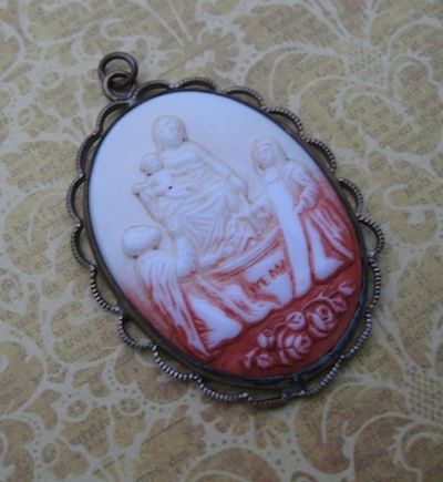 Ave Maria Milk Glass Cameo Pendant Ave Maria Milk Glass Cameo Pendant