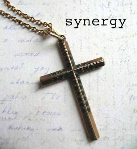 Gold Filled Cross With Emerald Green Rhinestones Gold Filled Cross With Emerald Green Rhinestones