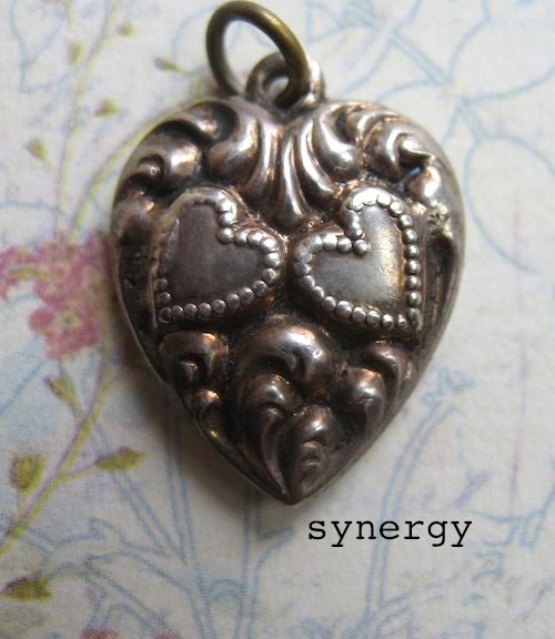 Sterling Puffy Heart Charm With Repousse Design Griffith Hallmark Sterling Puffy Heart Charm With Repousse Design Griffith Hallmark