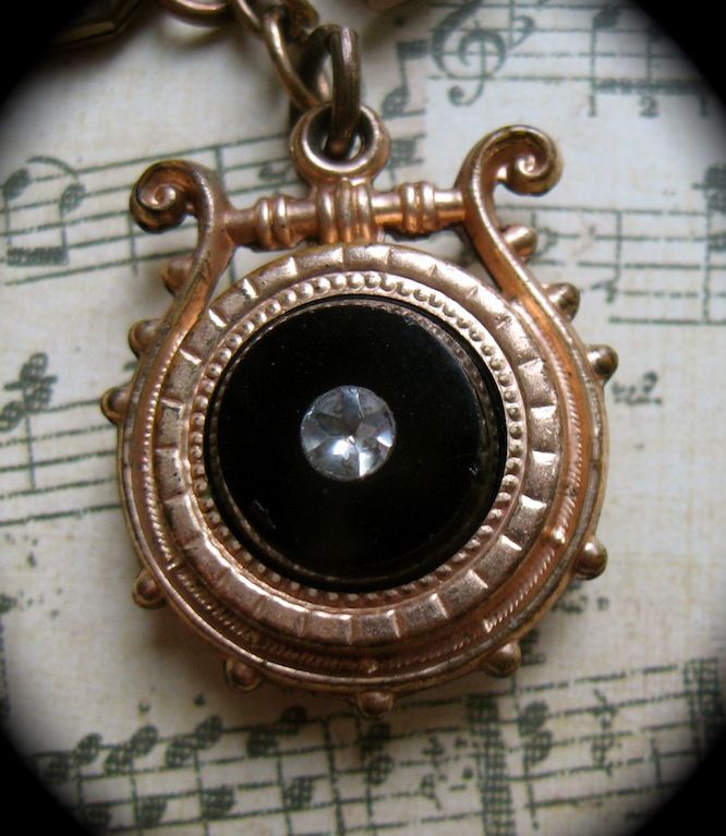 Victorian Fob Trio Charm Necklace With Antique Watch Chain Victorian Fob Trio Charm Necklace With Antique Watch Chain