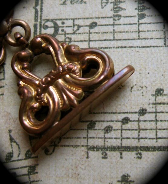 Victorian Fob Trio Charm Necklace With Antique Watch Chain Victorian Fob Trio Charm Necklace With Antique Watch Chain