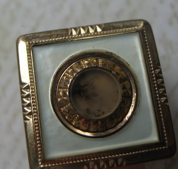 Victorian Mother of Pearl With Moss Agate Hallmarked Cufflinks Victorian Mother of Pearl With Moss Agate Hallmarked Cufflinks