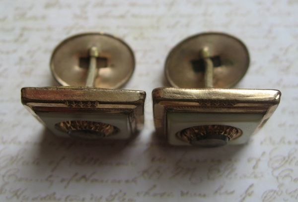 Victorian Mother of Pearl With Moss Agate Hallmarked Cufflinks Victorian Mother of Pearl With Moss Agate Hallmarked Cufflinks