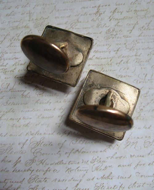 Victorian Mother of Pearl With Moss Agate Hallmarked Cufflinks Victorian Mother of Pearl With Moss Agate Hallmarked Cufflinks