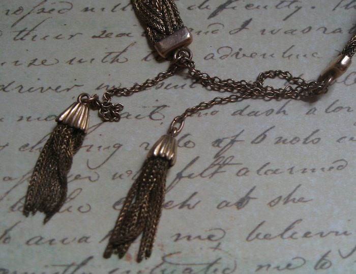 Victorian Braided Mesh Bracelet With Tassels in Gold Fill Victorian Braided Mesh Bracelet With Tassels in Gold Fill