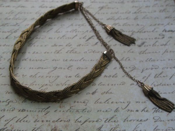 Victorian Braided Mesh Bracelet With Tassels in Gold Fill Victorian Braided Mesh Bracelet With Tassels in Gold Fill