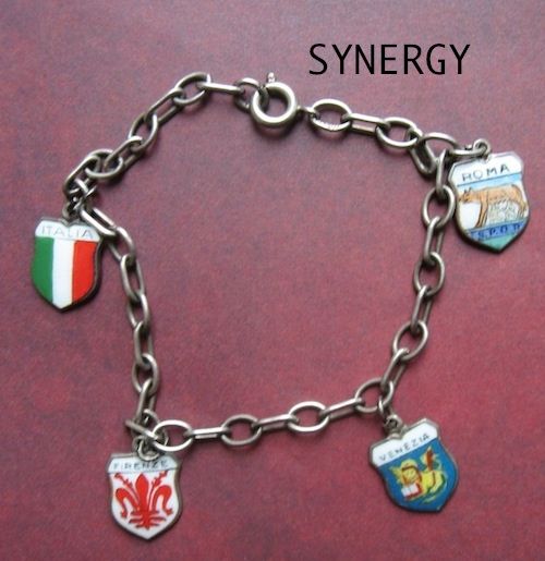 .800 REU Italian Enamel Souvenir Travel Shield Charm Bracelet .800 REU Italian Enamel Souvenir Travel Shield Charm Bracelet