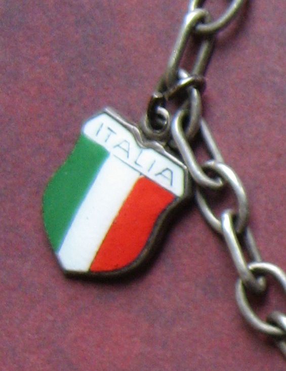 .800 REU Italian Enamel Souvenir Travel Shield Charm Bracelet .800 REU Italian Enamel Souvenir Travel Shield Charm Bracelet