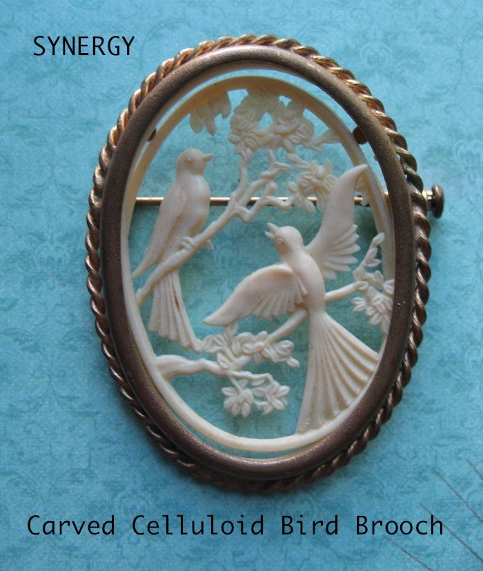 Celluloid Depose French Bird Silhouette Brooch Celluloid Depose French Bird Silhouette Brooch