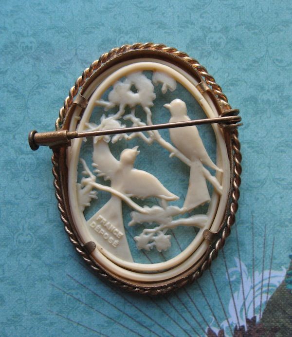 Celluloid Depose French Bird Silhouette Brooch Celluloid Depose French Bird Silhouette Brooch