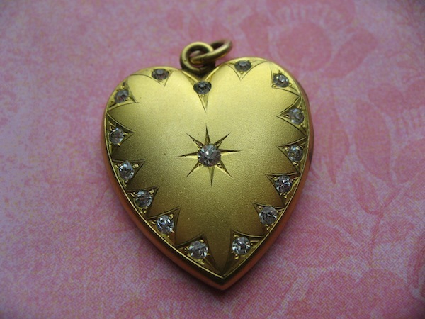 Victorian Heart Locket With Paste Brilliants W& H Co. Victorian Heart Locket With Paste Brilliants W& H Co.