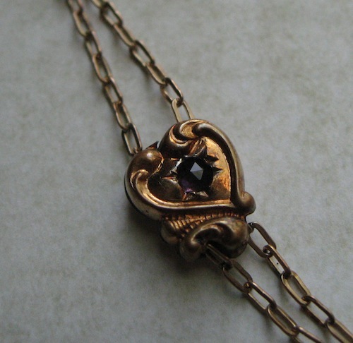 Victorian Rose Gold Filled Slider Chain With Amethyst Accent Victorian Rose Gold Filled Slider Chain With Amethyst Accent