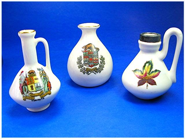 Three Vintage Crested China Miniature Souvenirs Of Canada and Toronto Three Vintage Crested China Miniature Souvenirs Of Canada and Toronto