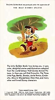 1948 1st Ed Walt Disney's 'Pinocchio' Little Golden Book #D100 - RARE "A", 39 Cent / Movie / Warner Bros 1948 1st Ed Walt Disney's 'Pinocchio' Little Golden Book #D100 - RARE "A", 39 Cent / Movie / Warner Bros