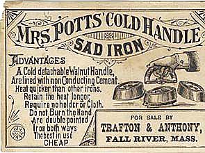 Antique 1800 Victorian Advertising Trade Card Lithograph Mrs. Potts' Cold Handle SAD IRON Antique 1800 Victorian Advertising Trade Card Lithograph Mrs. Potts' Cold Handle SAD IRON