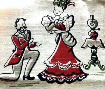 SCARCE 1960's Unused Red Linen Dish Towel - Broderie Creations / Hand Printed / Vintage SCARCE 1960's Unused Red Linen Dish Towel - Broderie Creations / Hand Printed / Vintage