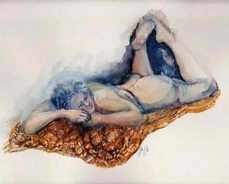 Stunning Nude Original Watercolor Painting, Signed - Artist Judith Jaffe, Nude Woman - Red Tag Sale Item Stunning Nude Original Watercolor Painting, Signed - Artist Judith Jaffe, Nude Woman - Red Tag Sale Item