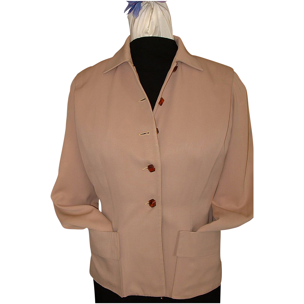 1940's Gabardine Jacket w/Bakelite Buttons sz M 1940's Gabardine Jacket w/Bakelite Buttons sz M