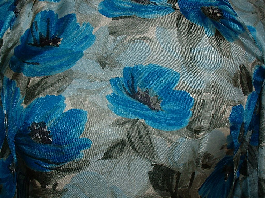 Early Sixties Blue Floral Silk Suit New/Old Early Sixties Blue Floral Silk Suit New/Old