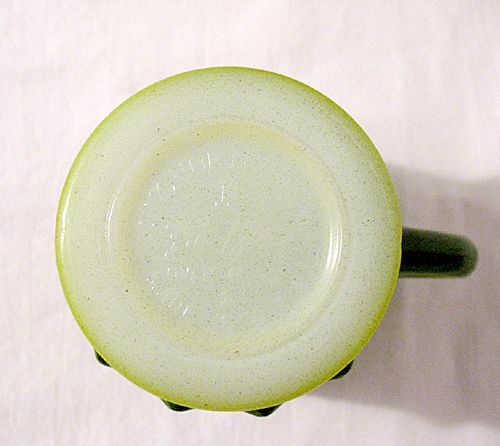 Vintage collectible three breakfast sets of Anchor Hocking Fire King green bowls and cups of the Kimberley pattern from the 1950-60s. Vintage collectible three breakfast sets of Anchor Hocking Fire King green bowls and cups of the Kimberley pattern from the 1950-60s.