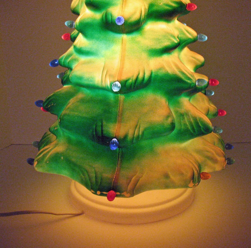 Vintage Celluloid Light Up Christmas Tree Plastic Inserts Very Good
