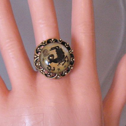 Vintage Costume Jewelry Scorpion Zodiac Brass Ring Vintage Costume Jewelry Scorpion Zodiac Brass Ring