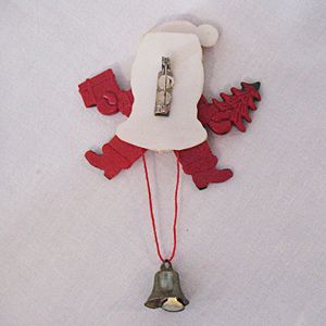 Vintage Mechanical Santa Claus Celluloid Christmas Brooch Vintage Mechanical Santa Claus Celluloid Christmas Brooch