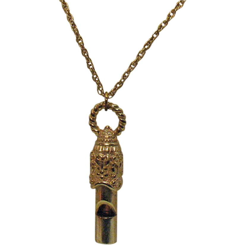 Vintage Working Whistle Pendant Necklace from