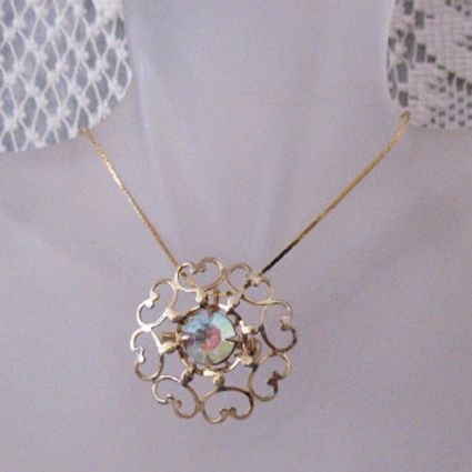 Signed Morrey Lacy Heart Vintage Convertible Brooch Necklace & Earrings Set Signed Morrey Lacy Heart Vintage Convertible Brooch Necklace & Earrings Set