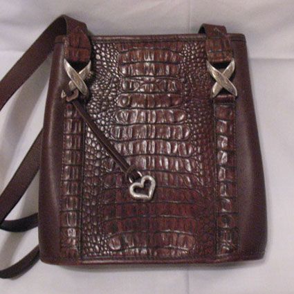 Vintage Brighton Leather Purse Moc Croco Tote > Shoulder Bag Signed #870100 Taiwan R.O.C. Vintage Brighton Leather Purse Moc Croco Tote > Shoulder Bag Signed #870100 Taiwan R.O.C.