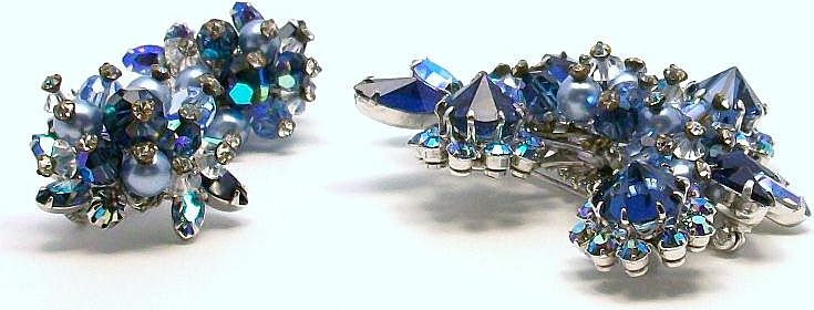 Sparkling Blue VENDOME Brooch and Earrings Sparkling Blue VENDOME Brooch and Earrings