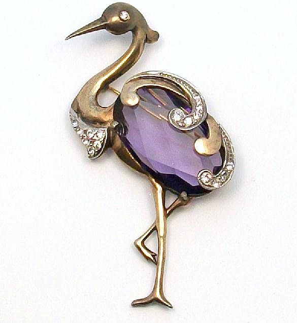 Beautiful figural Art Deco Sterling HERON Bird pin Beautiful figural Art Deco Sterling HERON Bird pin