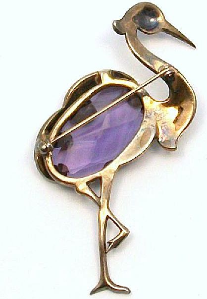 Beautiful figural Art Deco Sterling HERON Bird pin Beautiful figural Art Deco Sterling HERON Bird pin