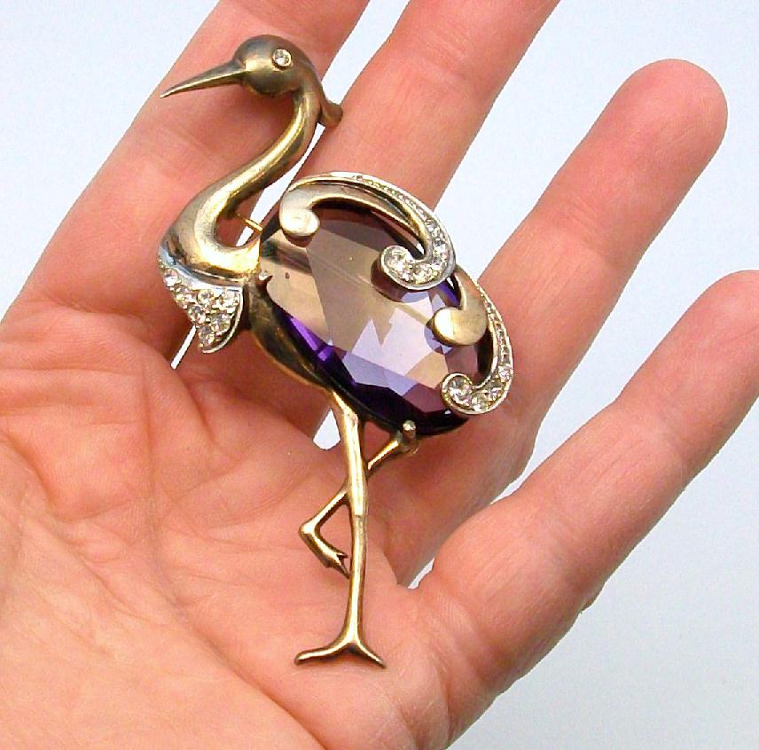 Beautiful figural Art Deco Sterling HERON Bird pin Beautiful figural Art Deco Sterling HERON Bird pin