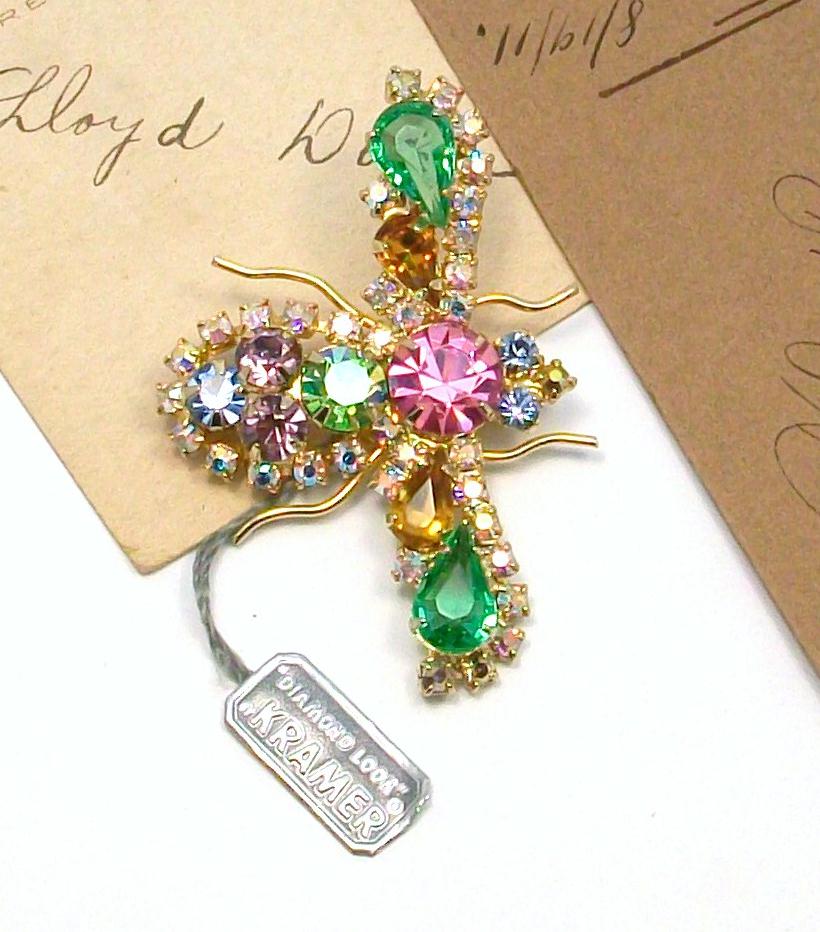 KRAMER Rhinestone Bee Insect Bug Pin with original Hang Tag!! KRAMER Rhinestone Bee Insect Bug Pin with original Hang Tag!!