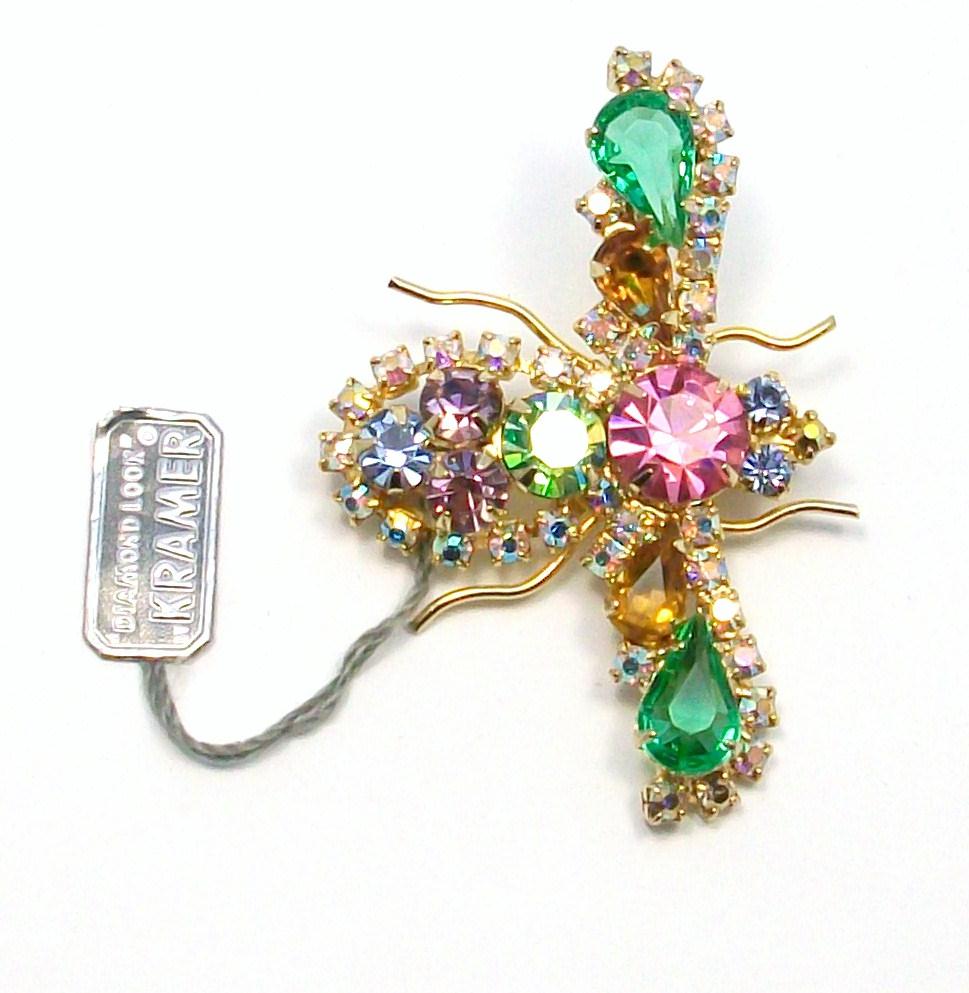 KRAMER Rhinestone Bee Insect Bug Pin with original Hang Tag!! KRAMER Rhinestone Bee Insect Bug Pin with original Hang Tag!!