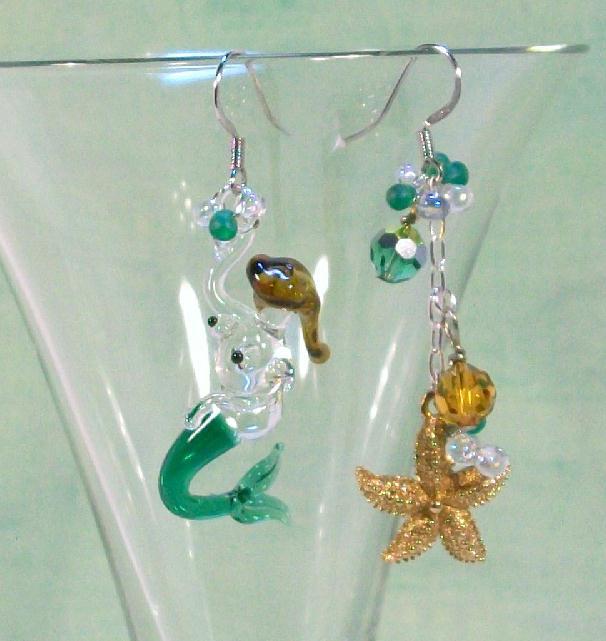MERMAID FROLIC ...........Asymmetrical Earrings by Temptations MERMAID FROLIC ...........Asymmetrical Earrings by Temptations