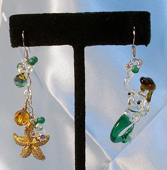 MERMAID FROLIC ...........Asymmetrical Earrings by Temptations MERMAID FROLIC ...........Asymmetrical Earrings by Temptations