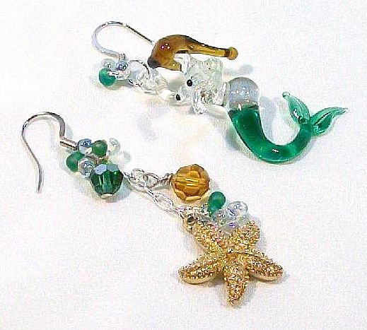 MERMAID FROLIC ...........Asymmetrical Earrings by Temptations MERMAID FROLIC ...........Asymmetrical Earrings by Temptations