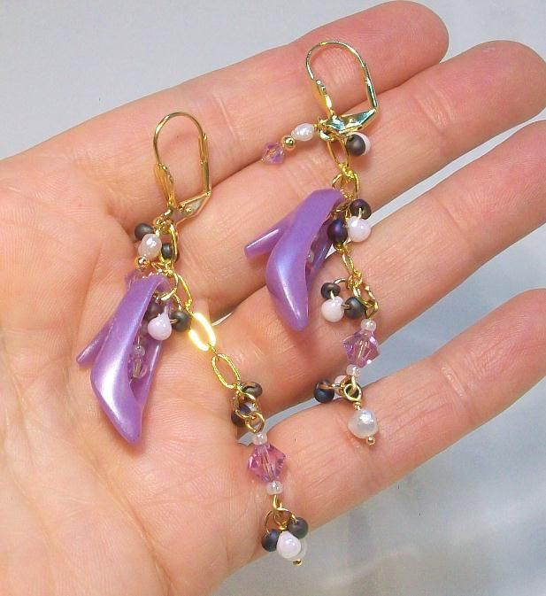 PURPLE SHOES...... Pierced Earrings for fun PURPLE SHOES...... Pierced Earrings for fun