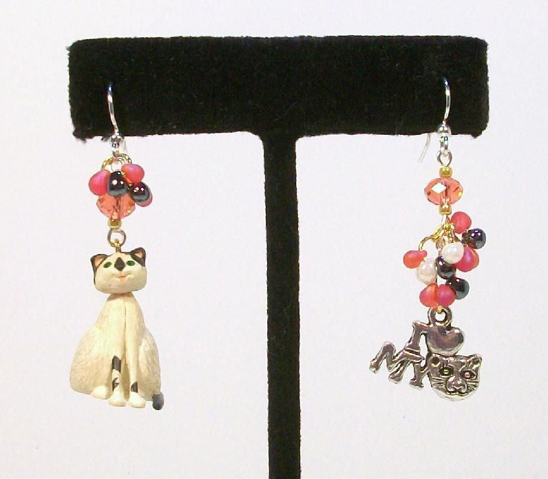 I LOVE MY CAT........Asymmetrical Earrings I LOVE MY CAT........Asymmetrical Earrings