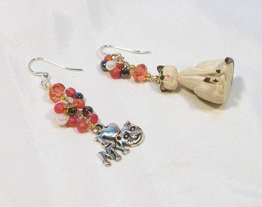 I LOVE MY CAT........Asymmetrical Earrings I LOVE MY CAT........Asymmetrical Earrings